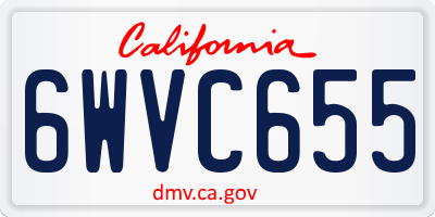CA license plate 6WVC655