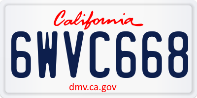 CA license plate 6WVC668