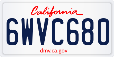 CA license plate 6WVC680
