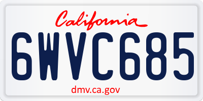 CA license plate 6WVC685