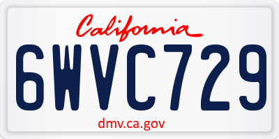 CA license plate 6WVC729