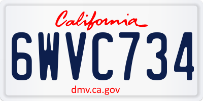 CA license plate 6WVC734