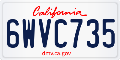 CA license plate 6WVC735
