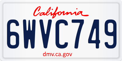 CA license plate 6WVC749