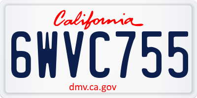 CA license plate 6WVC755