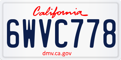 CA license plate 6WVC778
