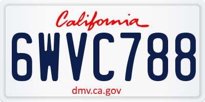 CA license plate 6WVC788