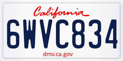 CA license plate 6WVC834