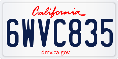 CA license plate 6WVC835
