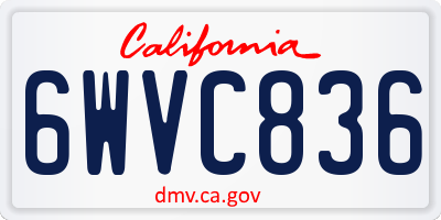 CA license plate 6WVC836