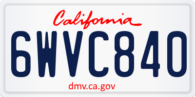 CA license plate 6WVC840