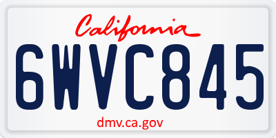 CA license plate 6WVC845