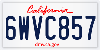 CA license plate 6WVC857