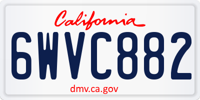 CA license plate 6WVC882