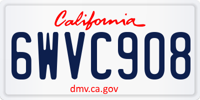 CA license plate 6WVC908