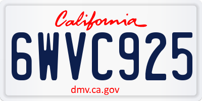 CA license plate 6WVC925