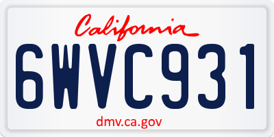 CA license plate 6WVC931