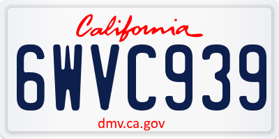 CA license plate 6WVC939