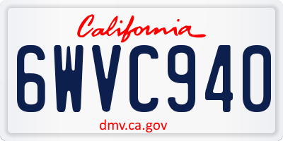 CA license plate 6WVC940