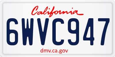 CA license plate 6WVC947