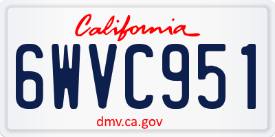 CA license plate 6WVC951