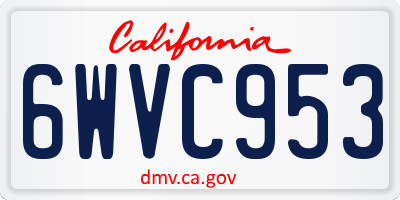 CA license plate 6WVC953
