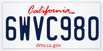 CA license plate 6WVC980