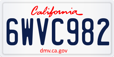 CA license plate 6WVC982