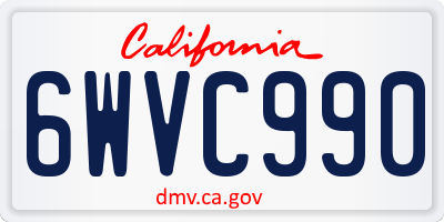CA license plate 6WVC990