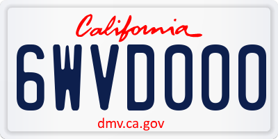 CA license plate 6WVD000