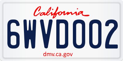 CA license plate 6WVD002