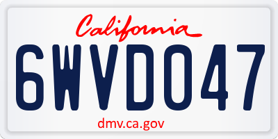 CA license plate 6WVD047