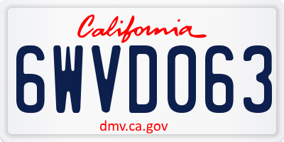 CA license plate 6WVD063