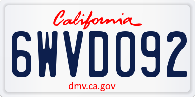 CA license plate 6WVD092