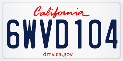 CA license plate 6WVD104