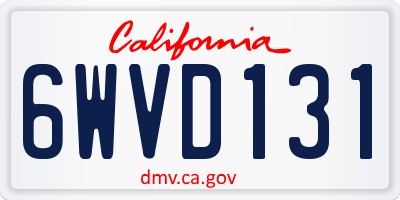 CA license plate 6WVD131