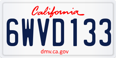 CA license plate 6WVD133