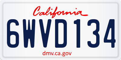 CA license plate 6WVD134