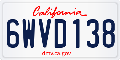 CA license plate 6WVD138