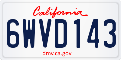 CA license plate 6WVD143