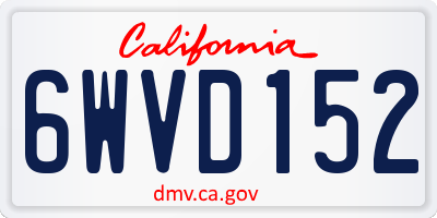 CA license plate 6WVD152