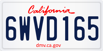 CA license plate 6WVD165