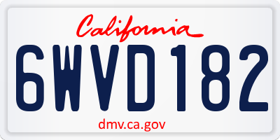 CA license plate 6WVD182
