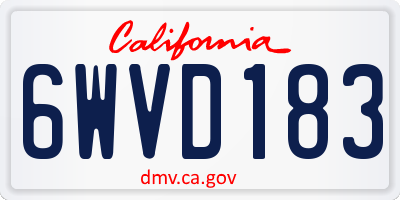 CA license plate 6WVD183