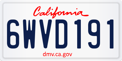 CA license plate 6WVD191