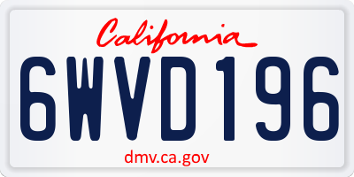 CA license plate 6WVD196