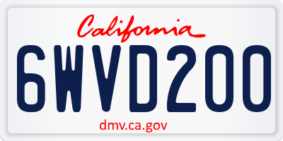 CA license plate 6WVD200