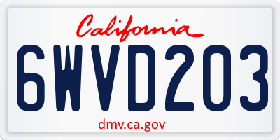 CA license plate 6WVD203