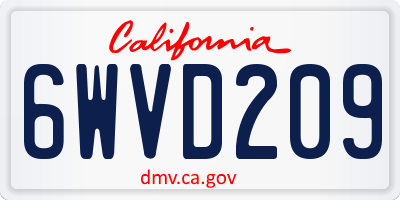 CA license plate 6WVD209