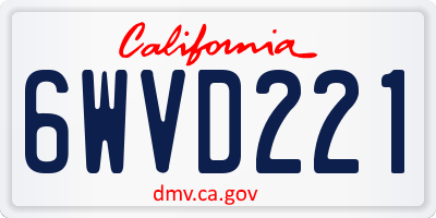 CA license plate 6WVD221